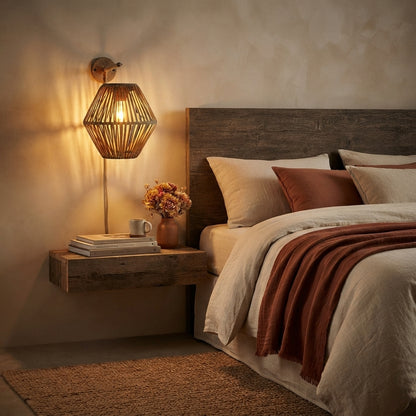 Solar Woven Rattan Lantern - IP65 Hanging Boho Garden Light with Dusk Sensor
