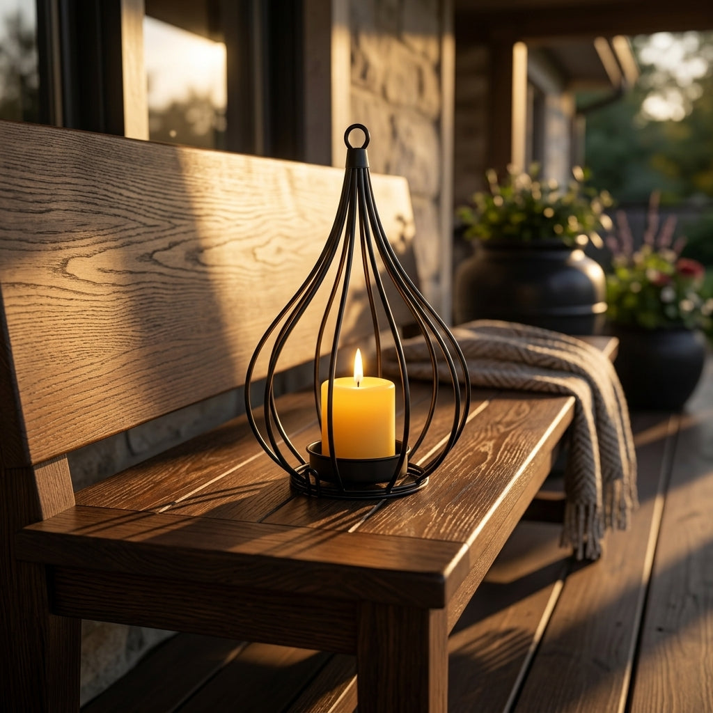 Solar Candle Lantern - Flickering Flameless Glass Lantern for Garden Table, Patio & Path
