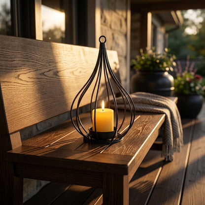 Solar Candle Lantern - Flickering Flameless Glass Lantern for Garden Table, Patio & Path