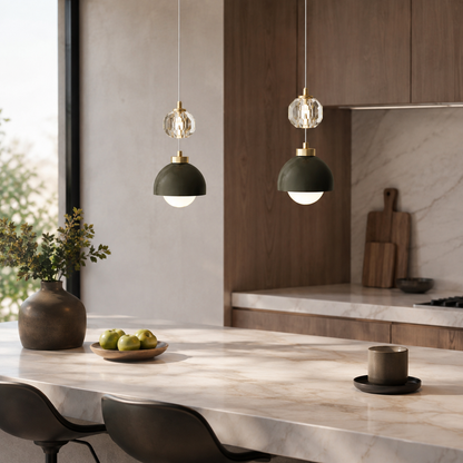 Nordic Crystal Ball LED Ceiling Lamp - 24W Faceted Spheres on a Slim Iron Frame in Warm White for Bedroom, Loft and Bar Corner