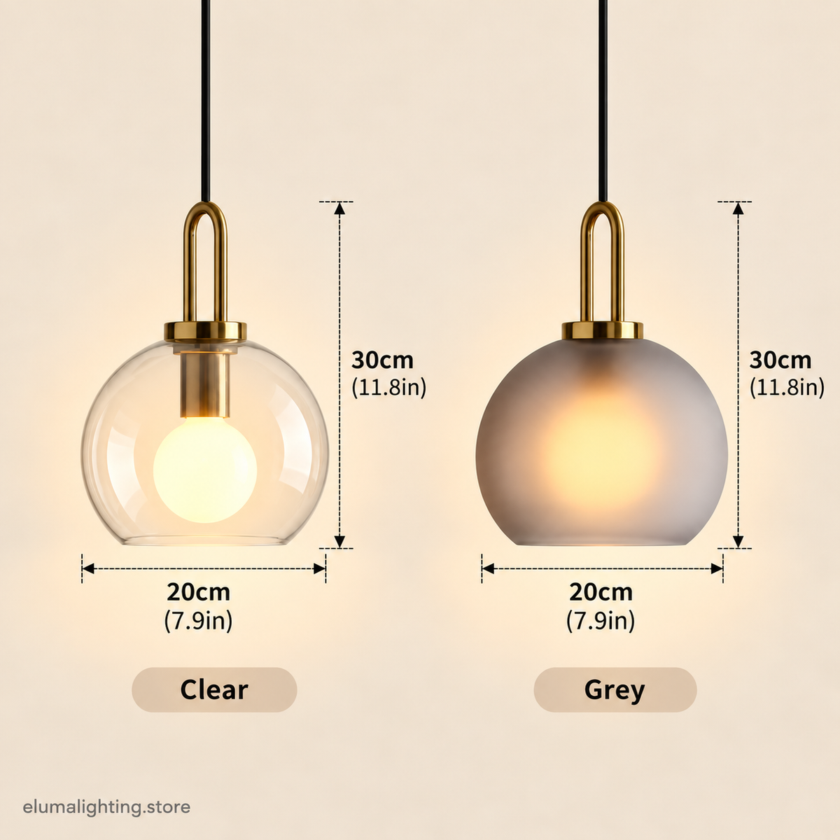 Smoked Glass Pendant Light - Industrial Globe Lamp