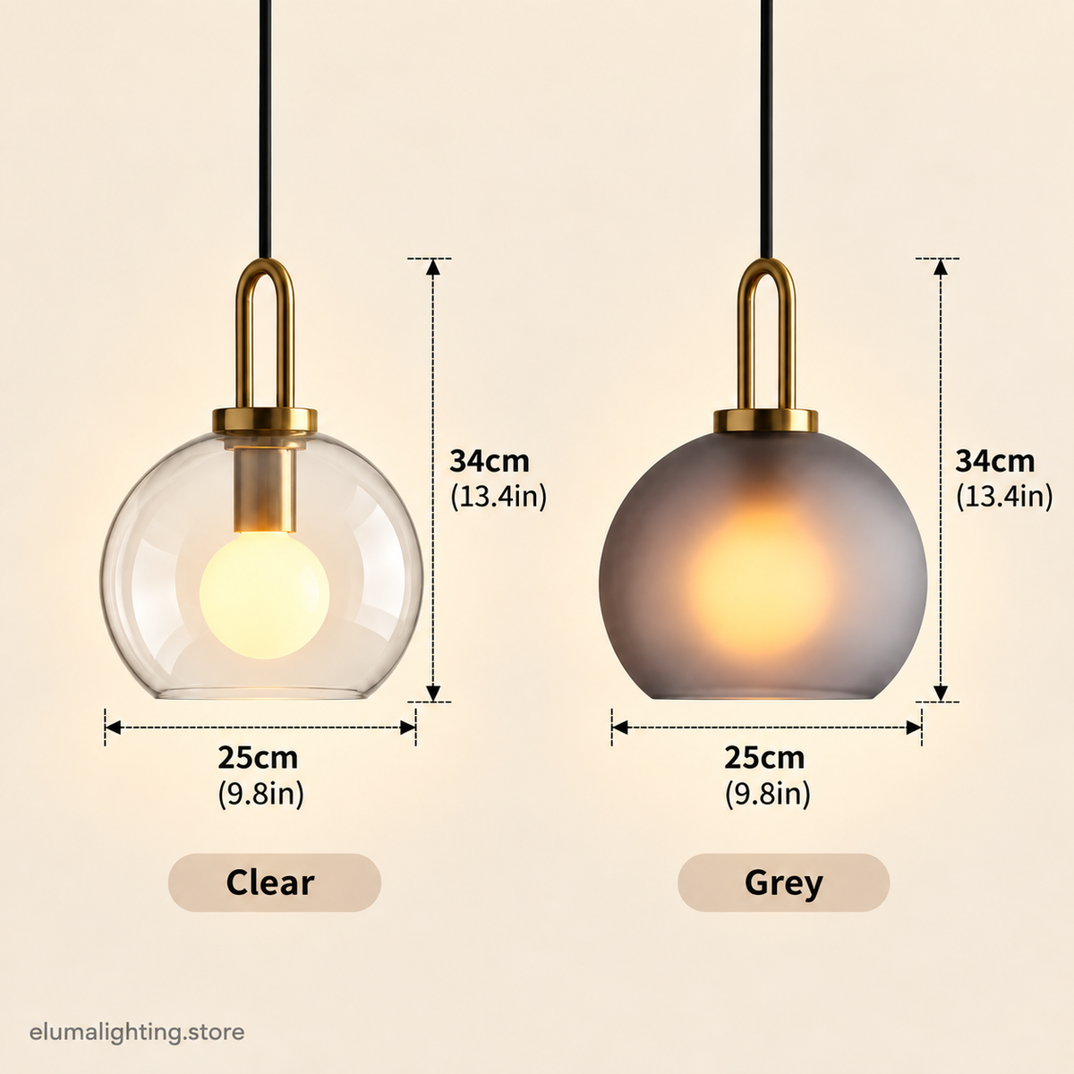 Smoked Glass Pendant Light - Industrial Globe Lamp
