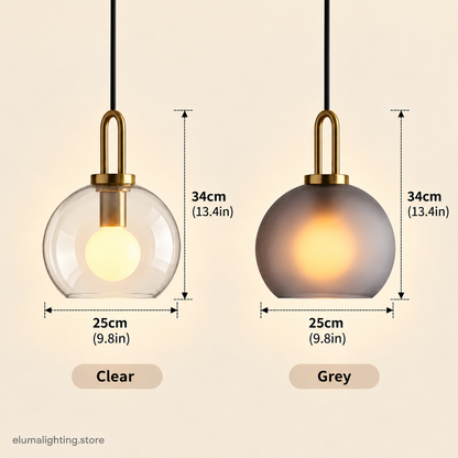 Smoked Glass Pendant Light - Industrial Globe Lamp