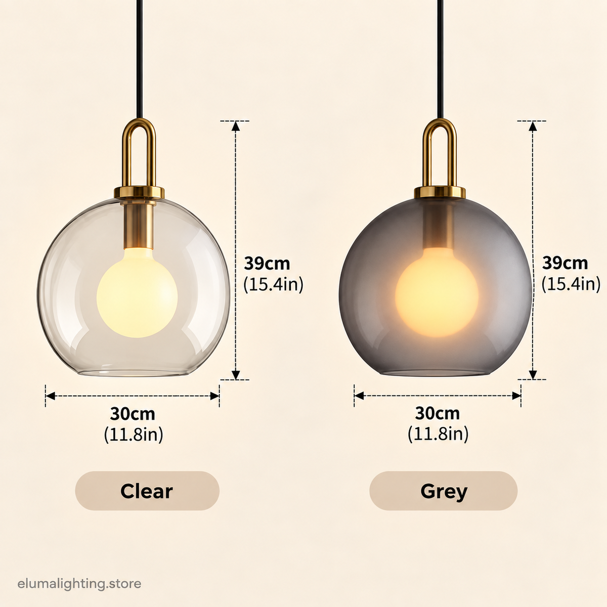 Smoked Glass Pendant Light - Industrial Globe Lamp