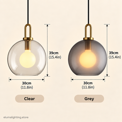 Smoked Glass Pendant Light - Industrial Globe Lamp