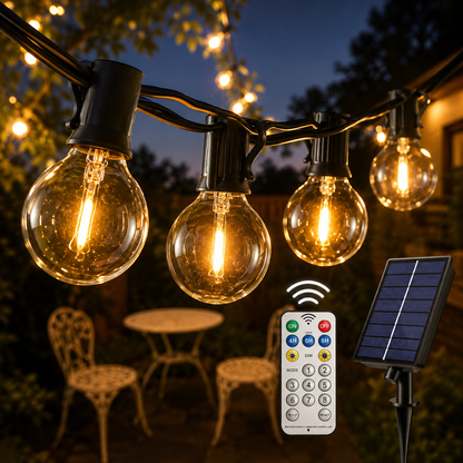 Solar Globe String Lights - Waterproof LED Bulb Lights for Patio, Backyard & Courtyard