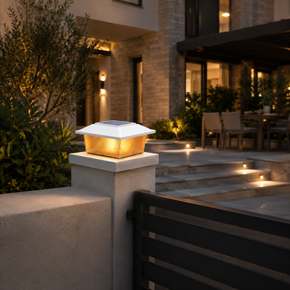 4 Pack Solar Post Cap Lights - IP65 Waterproof Fence Lights with Warm White and Flickering Flame Modes for 4x4 Wood or Vinyl Posts