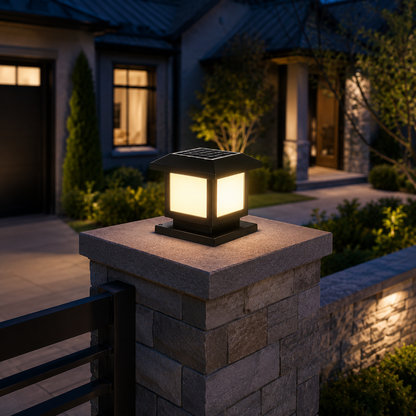 Solar Pillar Lights - IP65 Waterproof ABS and Acrylic Column Lights with Remote, Four Colour or RGB Modes, 15cm, 20cm and 25cm Sizes