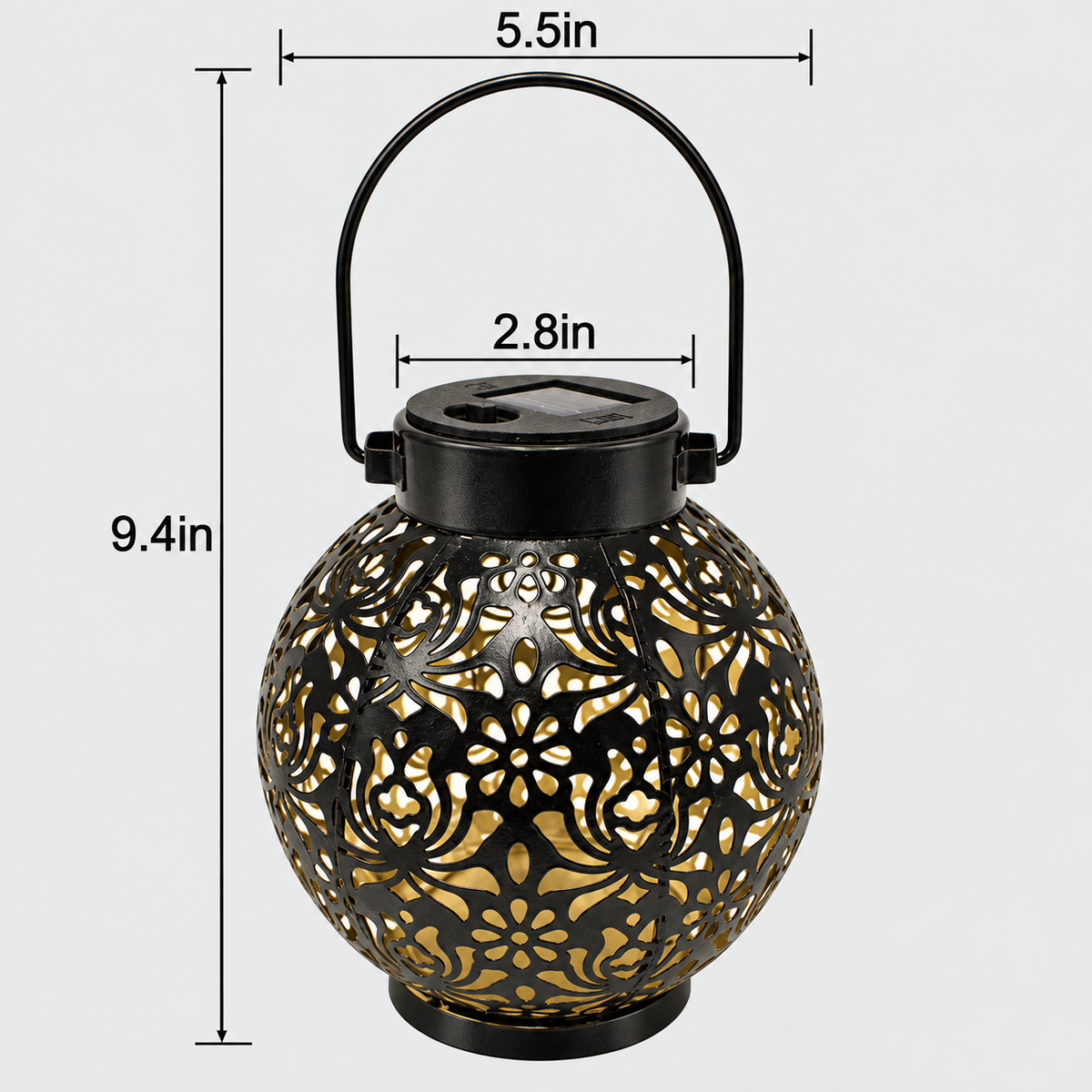 Solar Hanging Lantern with Projection - Iron Hollow Pattern Garden Light 15 x 17cm