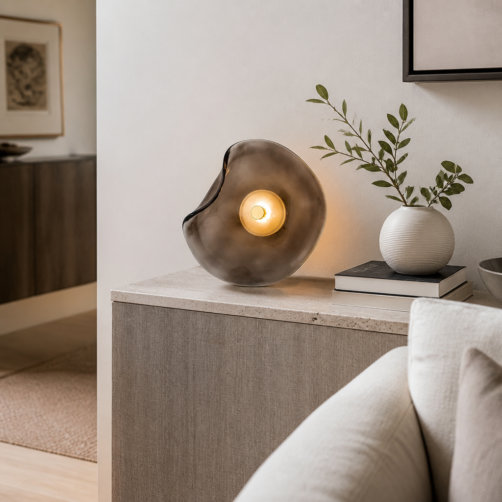 Nordic Glass Wall Lamp - Modern Cognac or Gray LED Sconce for Hallway & Bedside