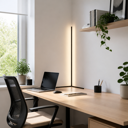 Music Sync RGB Floor Lamp - Black Color Changing LED Corner Light for Bedroom & Gaming