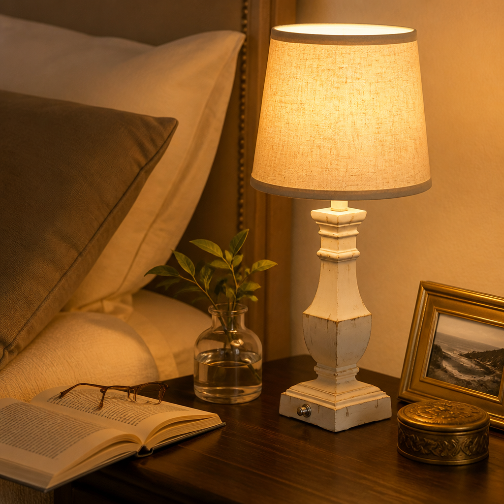 Rustic Farmhouse Table Lamps Set of 2 - Dimmable Touch Bedside Lamps with Bulbs Included