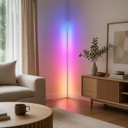 Modern RGB Floor Lamp - Smart LED Corner Light with WiFi App & Remote for Living Room