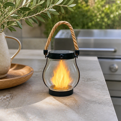 Solar Flame Lantern - Waterproof USB Rechargeable Halloween Garden Light