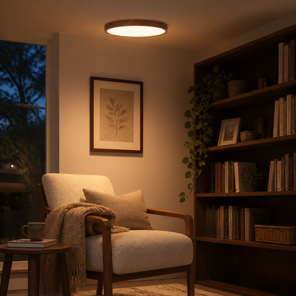 Ultra Thin Wood Grain LED Ceiling Light - Slim Dustproof Flush Panel for Bedroom & Hall