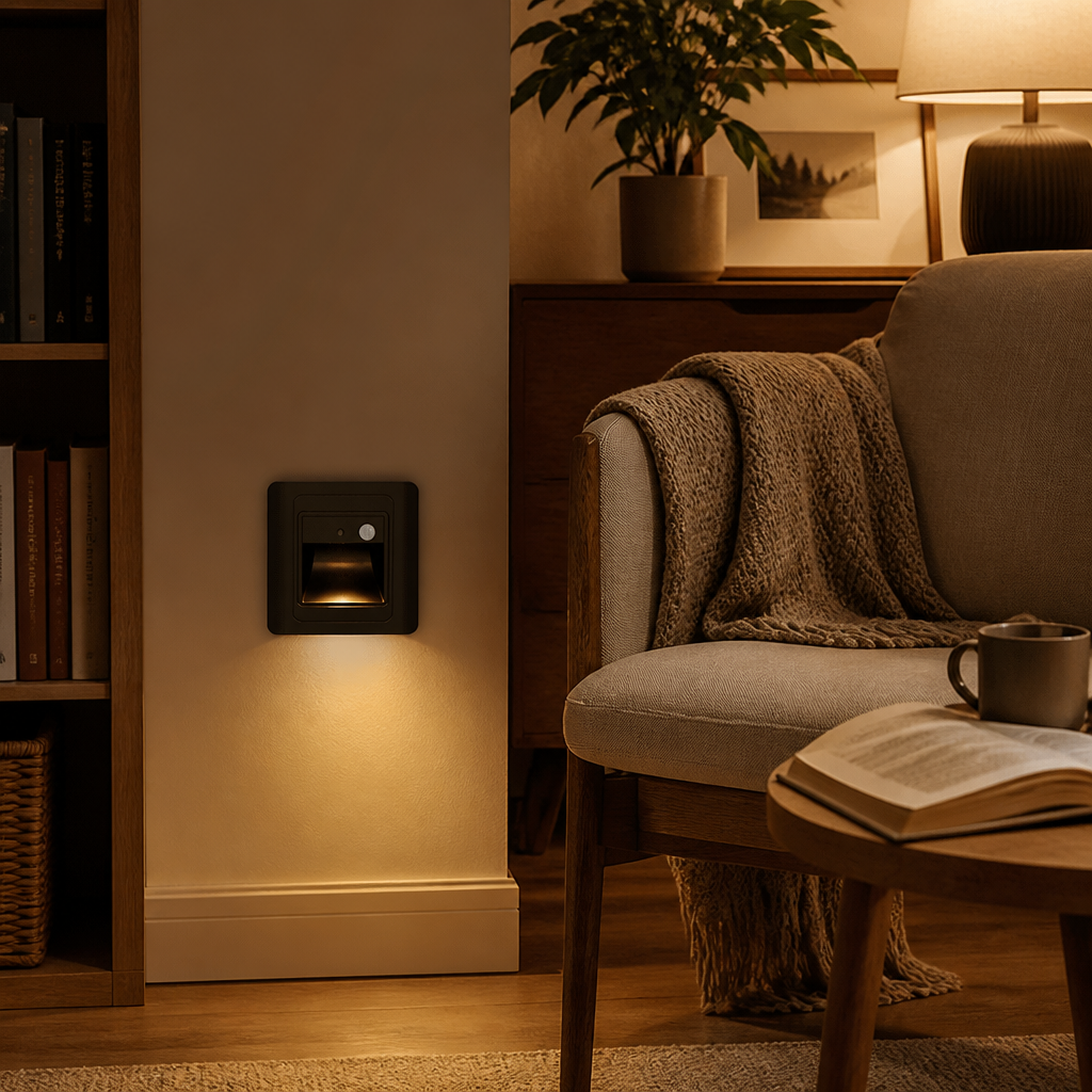 Motion Sensor Night Light - Recessed LED Wall Light for Hallway, Stairs & Bedroom