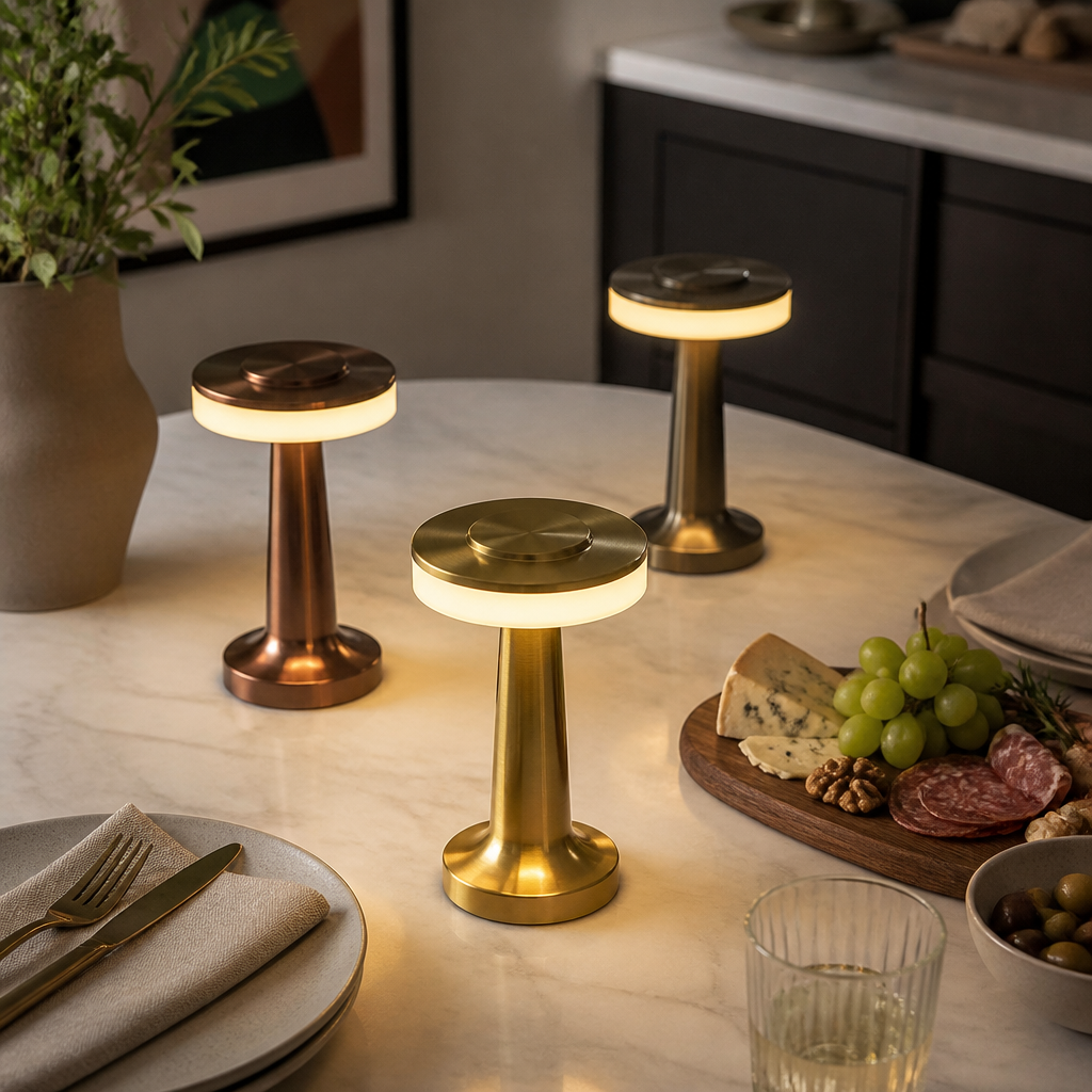 UFO Rechargeable Table Lamp - Cordless Touch Dimmable Bedside Light for Desk & Console