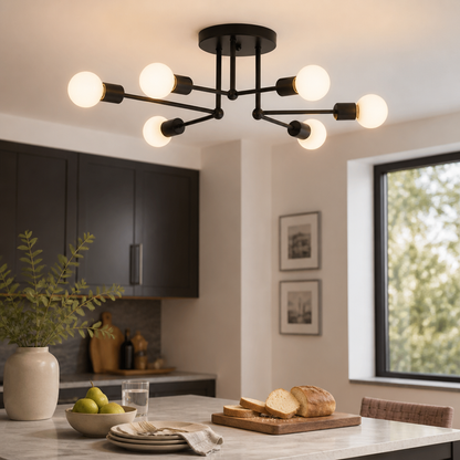 Spider Nordic Ceiling Light - Black or Gold Iron Flush Mount Lamp for Living & Dining Room