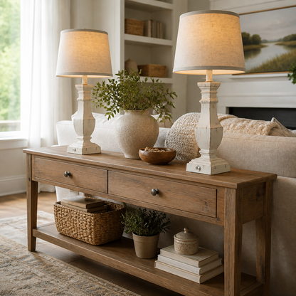 Rustic Farmhouse Table Lamps Set of 2 - Dimmable Touch Bedside Lamps with Bulbs Included