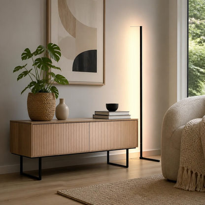 Modern Floor Lamp - 150cm Standing RGB Light with Music Sync Colour Change for Sofa Side, Reading Corner and Bedroom Ambience