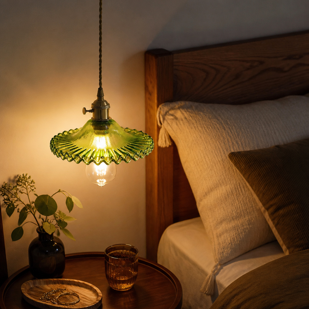 Nordic Vintage Chandelier - Brass and Glass Fitting in White, Green, Clear or Orange with Warm Glare-Free Glow for Dining Table and Entryway