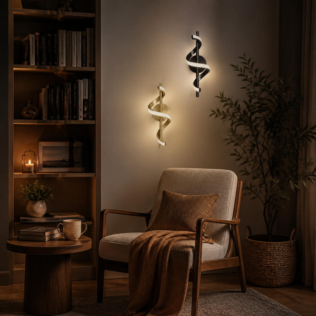 Nordic Modern Wall Light - Black or Gold Sconce with Three Colour Temperature LED for Hallway, Above a Headboard and Staircase