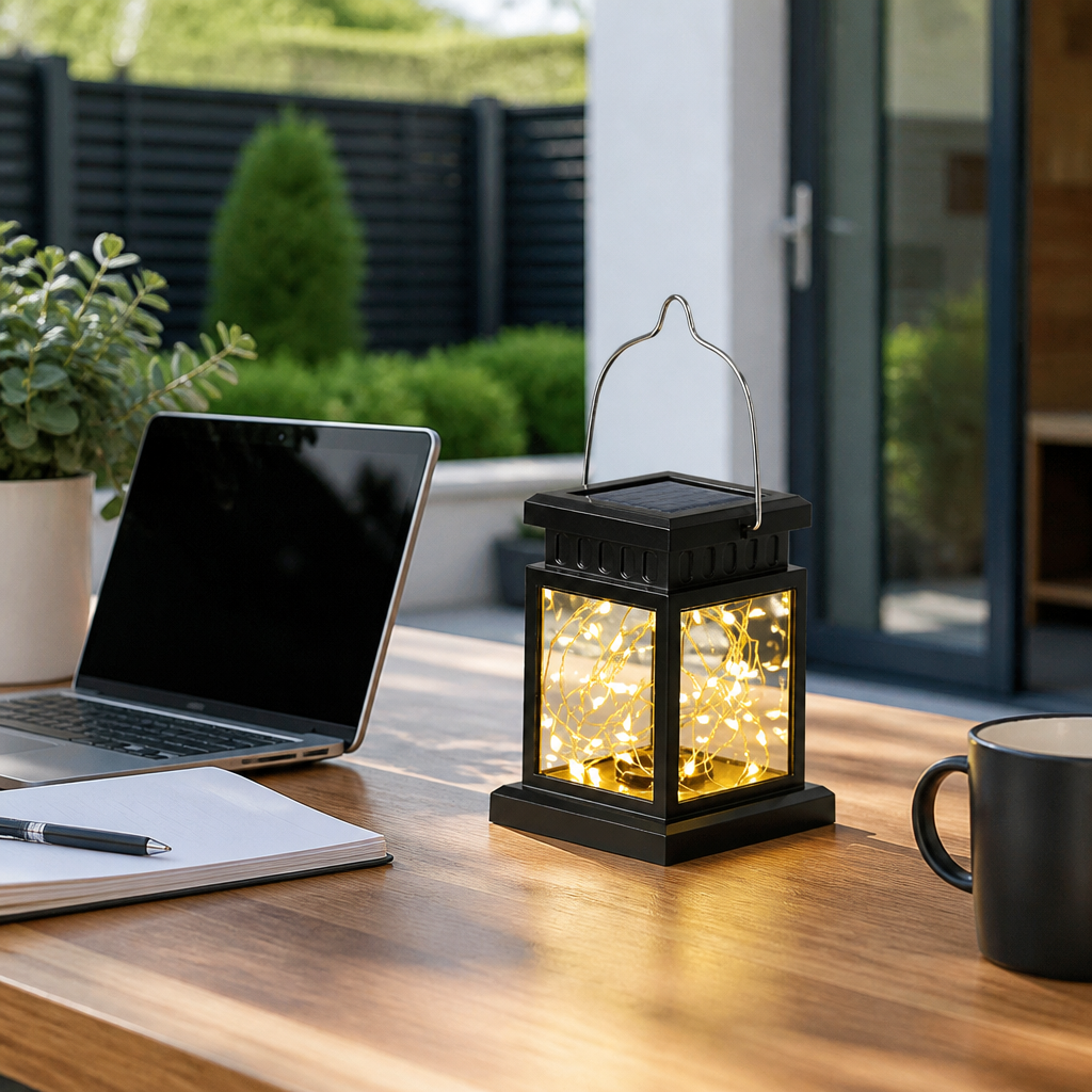 Solar Retro Palace Lantern - IP65 Waterproof Black ABS Hanging Light with 30 LED Warm White or Candle Flame and 8-10 Hour Runtime
