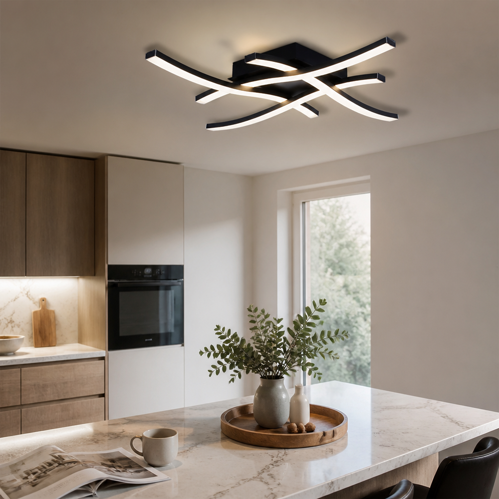 Rotatable LED Ceiling Spot Light Bar - Black 2, 3 or 4 Head Track Light for Kitchen