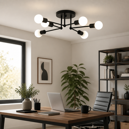 Spider Nordic Ceiling Light - Black or Gold Iron Flush Mount Lamp for Living & Dining Room