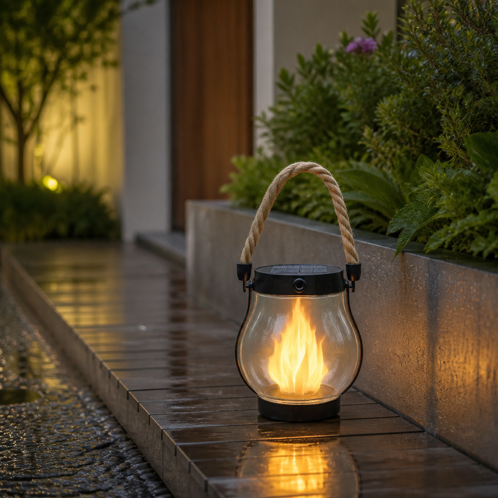 Solar Flame Lantern - Waterproof USB Rechargeable Halloween Garden Light