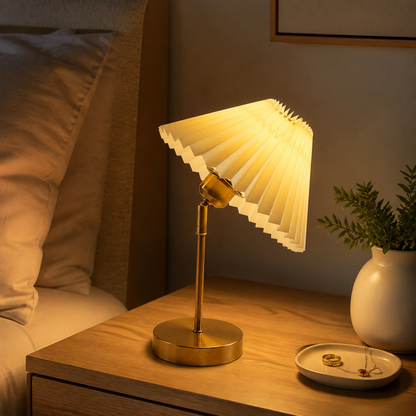 Umbrella Pleated Floor Lamp - Two Shade Styles with Soft Even LED Glow and Easy-Clean Finish for Sofa Side, Reading Nook and Bedroom