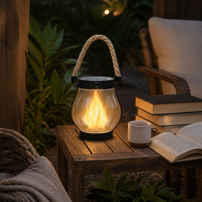 Solar Flame Lantern - Waterproof USB Rechargeable Halloween Garden Light