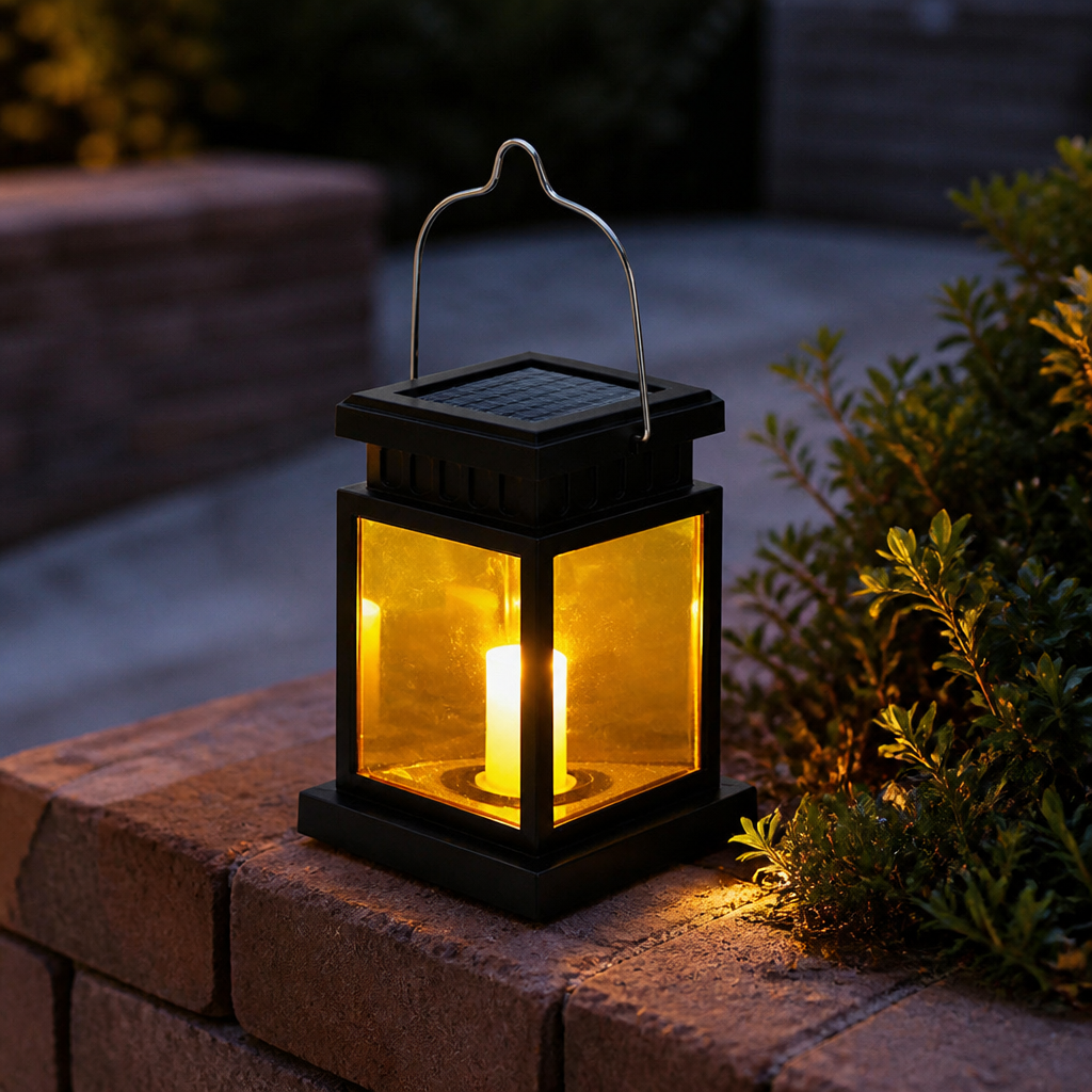 Solar Retro Palace Lantern - IP65 Waterproof Black ABS Hanging Light with 30 LED Warm White or Candle Flame and 8-10 Hour Runtime