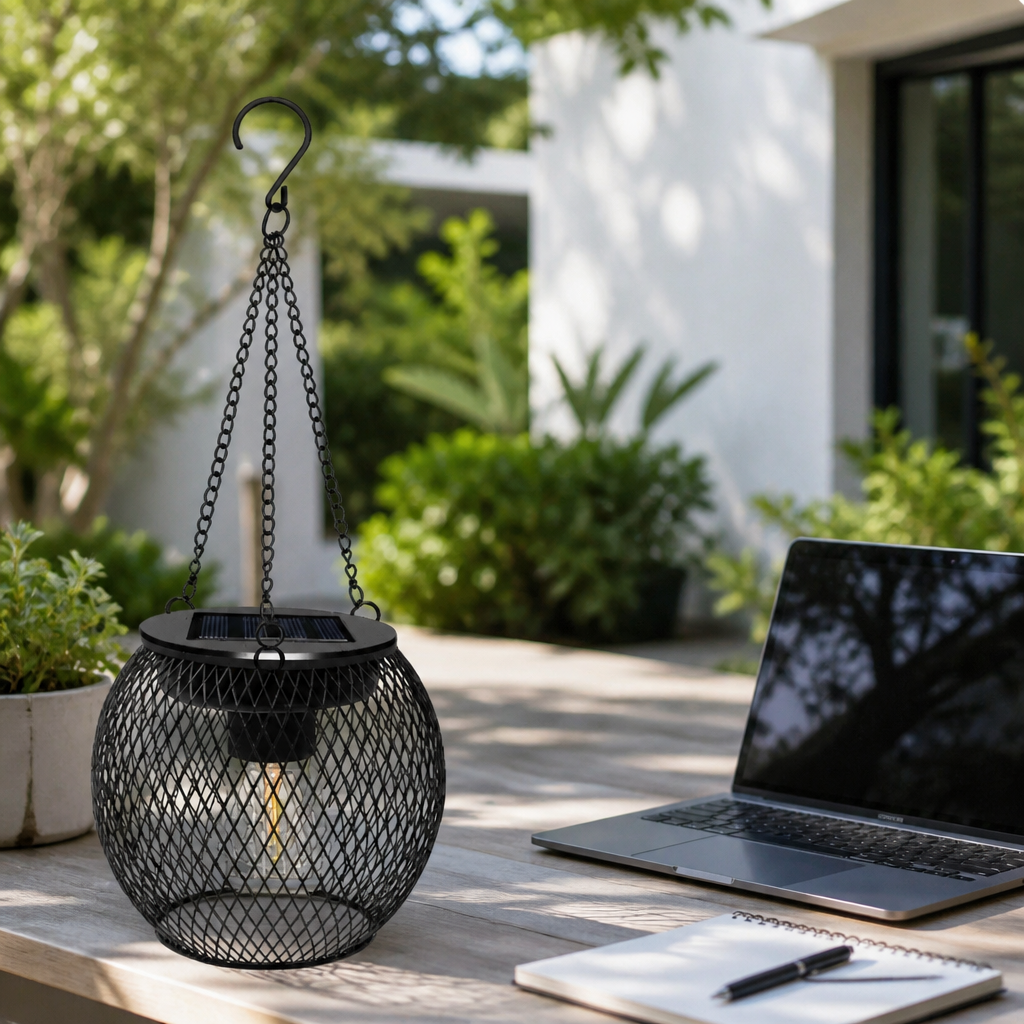 Retro Hanging Solar Lantern - IP65 Warm White Outdoor Garden Light