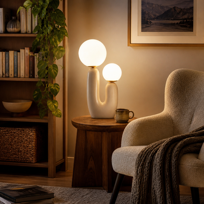 Art Glass & Resin Table Lamp - Nordic Sculpted Bedside Lamp with 5W G9 LED Bulb Included