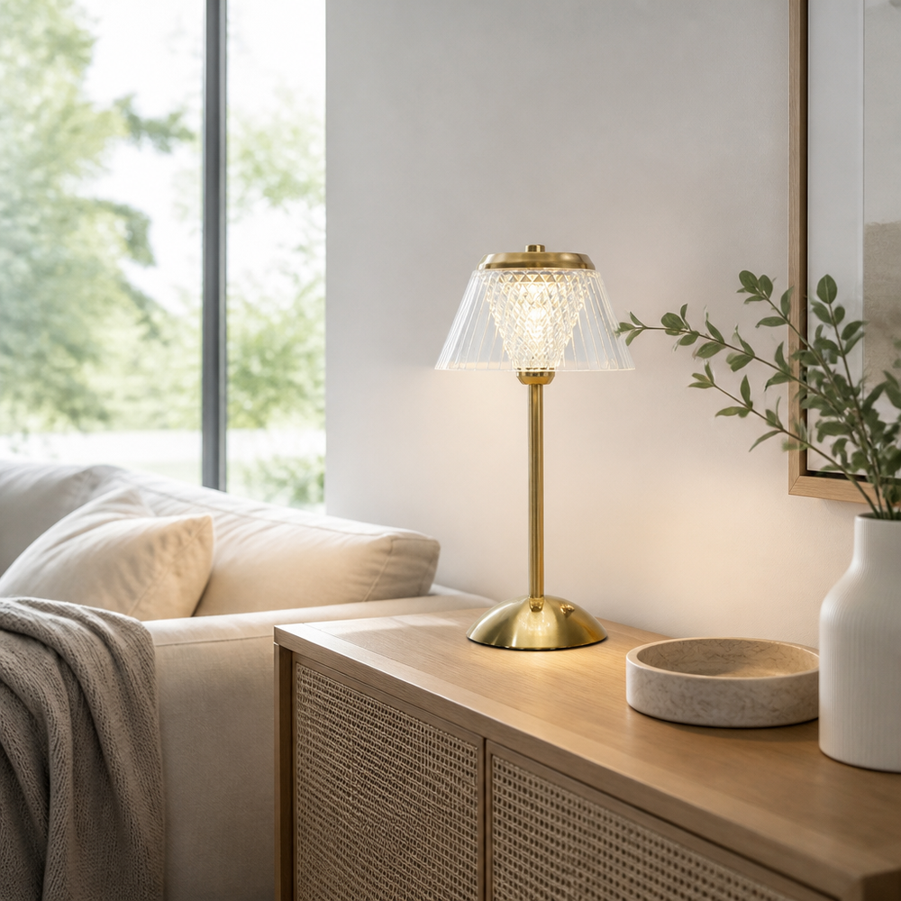 Crystal Table Lamp - Cordless Touch Dimmable Atmosphere Light for Bedside, Bar & Restaurant