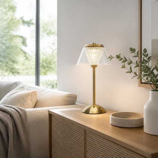 Crystal Table Lamp - Cordless Touch Dimmable Atmosphere Light for Bedside, Bar & Restaurant