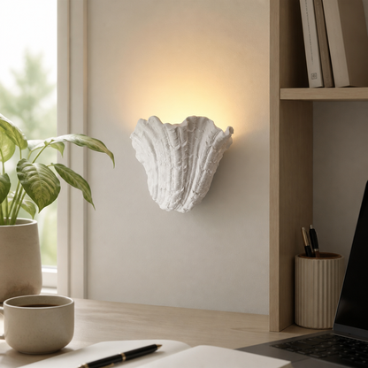 Wabi-Sabi Shell Wall Sconce - Vintage Gypsum LED Wall Light for Bedside & Staircase
