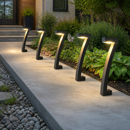 8 Pack Solar Garden Path Lights - IP65 Waterproof Black Stake Lights with 6 LED 2700K Warm White Glow and Automatic Dusk to Dawn Operation
