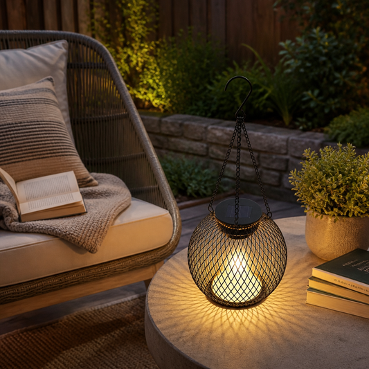 Solar Garden Lantern - IP65 Vintage Iron Hanging Warm LED Light