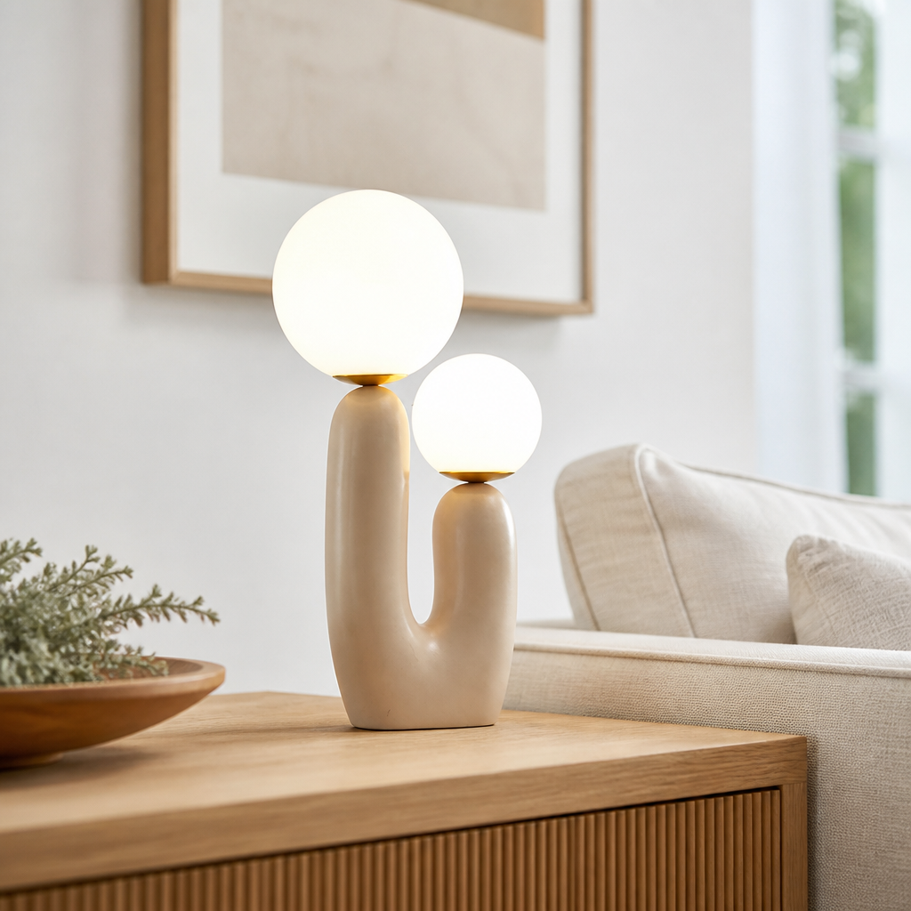 Art Glass & Resin Table Lamp - Nordic Sculpted Bedside Lamp with 5W G9 LED Bulb Included