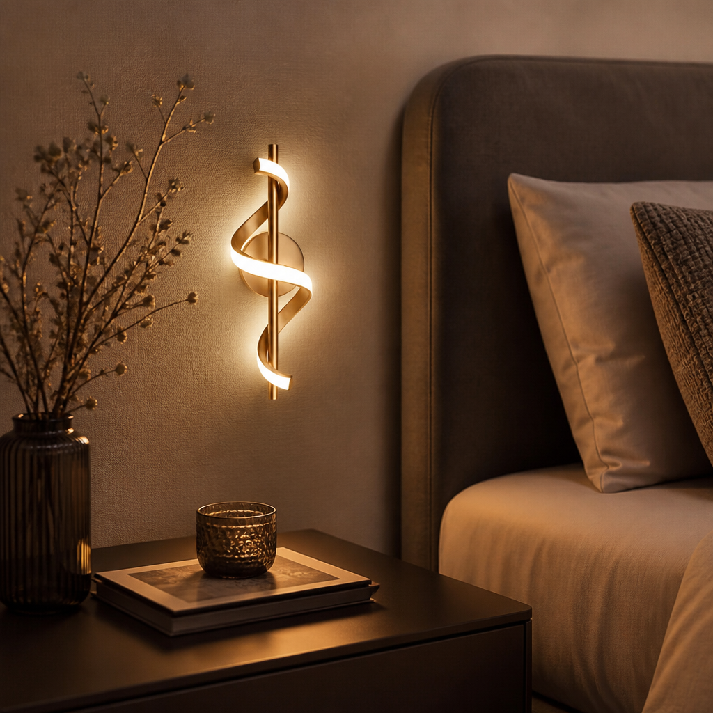 Nordic Modern Wall Light - Black or Gold Sconce with Three Colour Temperature LED for Hallway, Above a Headboard and Staircase