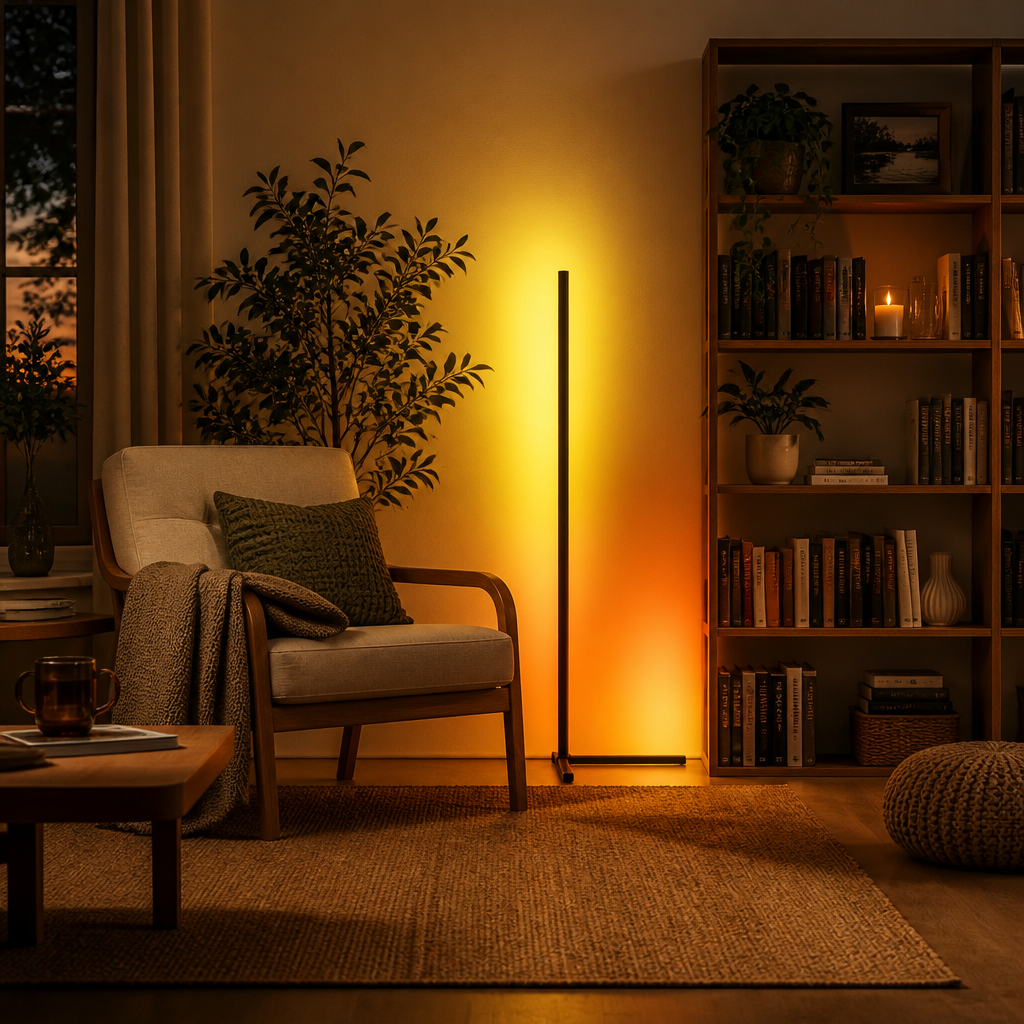 RGB Smart Floor Lamp - Black 40cm or 155cm Colour Changing LED Standing Light with App and Remote Scenes, Timers and Smooth Dimming
