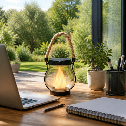 Solar Flame Lantern - Waterproof USB Rechargeable Halloween Garden Light