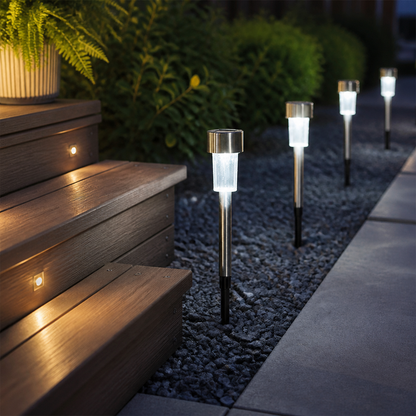 10 Pack Solar Garden Lanterns - IP44 Dusk to Dawn Pathway Lights