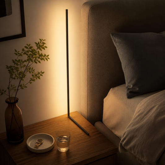 Music Sync RGB Floor Lamp - Black Color Changing LED Corner Light for Bedroom & Gaming