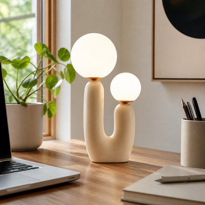 Art Glass & Resin Table Lamp - Nordic Sculpted Bedside Lamp with 5W G9 LED Bulb Included