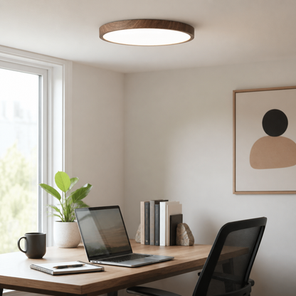 Ultra Thin Wood Grain LED Ceiling Light - Slim Dustproof Flush Panel for Bedroom & Hall