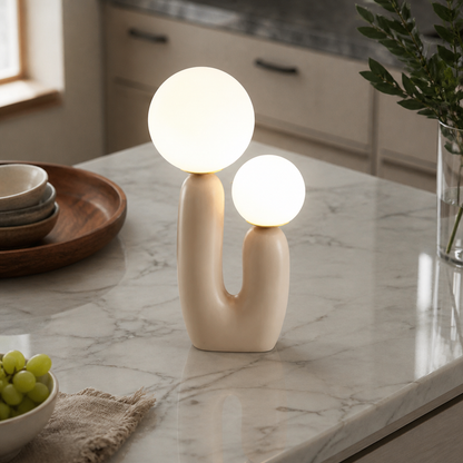 Art Glass & Resin Table Lamp - Nordic Sculpted Bedside Lamp with 5W G9 LED Bulb Included