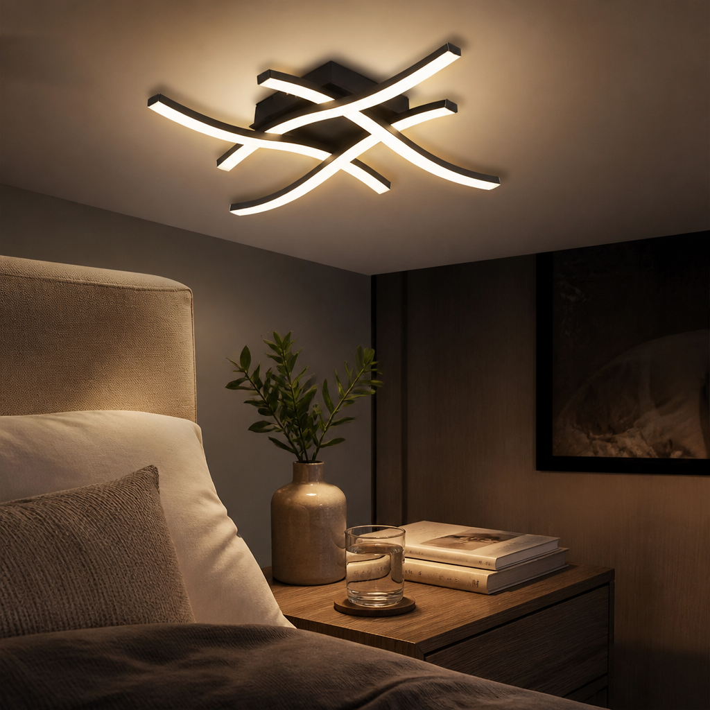 Rotatable LED Ceiling Spot Light Bar - Black 2, 3 or 4 Head Track Light for Kitchen
